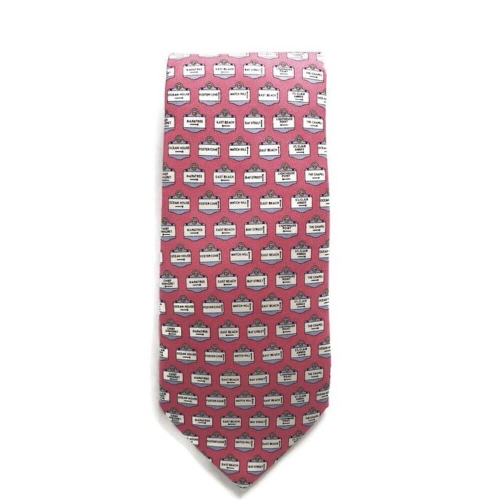 Vineyard Vines Silk Tie Pink Martha Vineyard Map by Shep & Ian USA Made